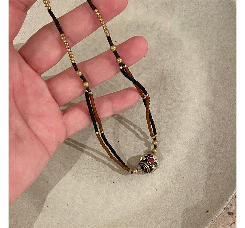 Bead Cord Pendant Bracelet / Choker