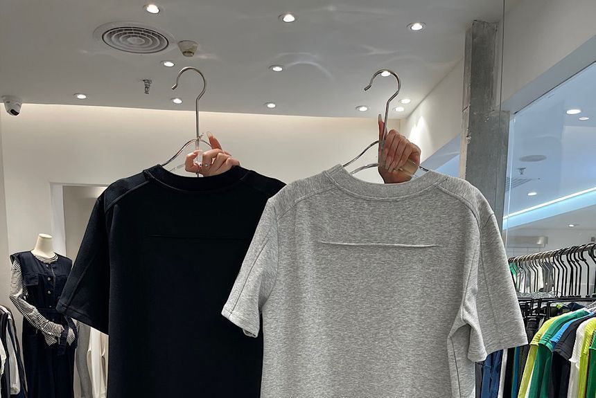 T-Shirt Short-Sleeve Dress Midi Plain Crew Neck