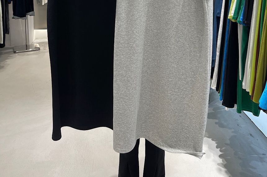 T-Shirt Short-Sleeve Dress Midi Plain Crew Neck