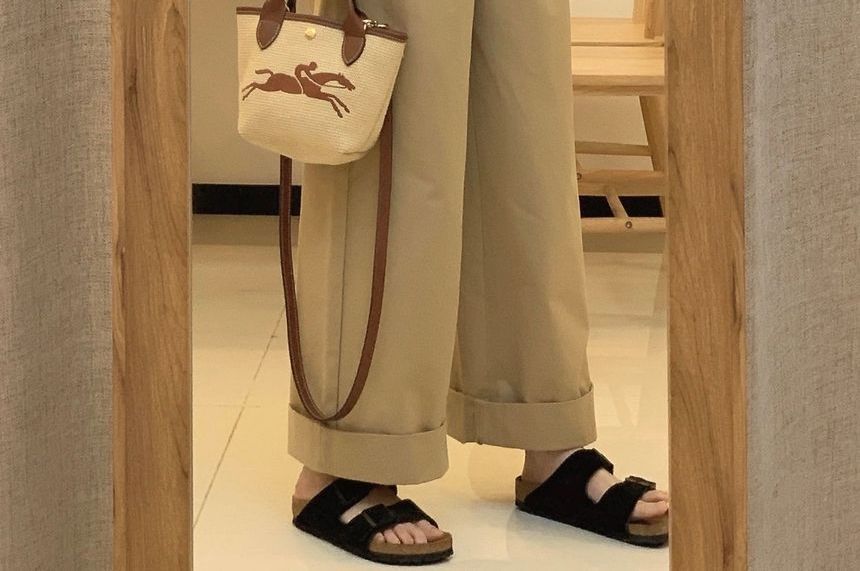 Pantalon large uni taille haute