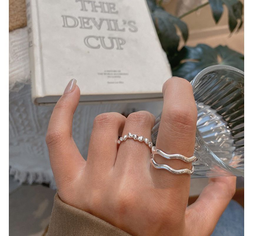 Irregular Alloy Open Ring / Wavy Layered Alloy Open Ring