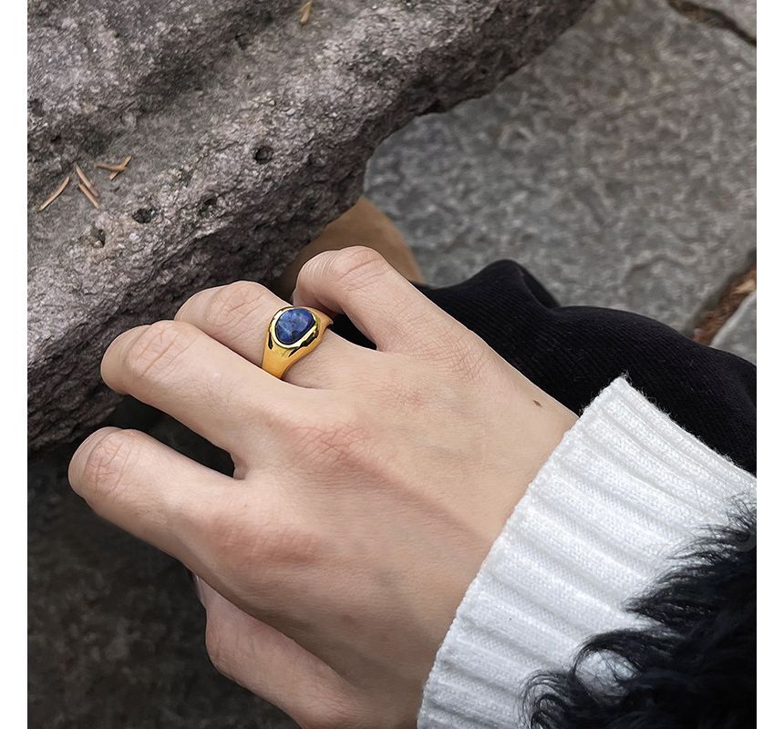 Faux Gemstone Alloy Open Ring