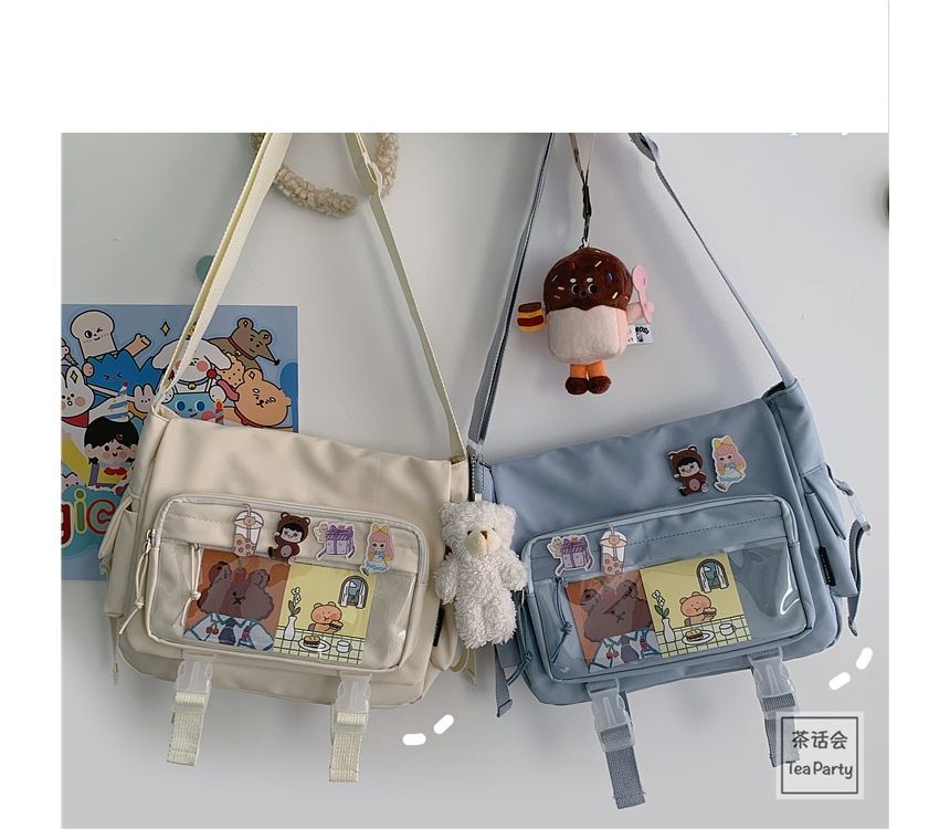 PVC Panel Multi-Pocket Crossbody Bag / Bag Charm / Set