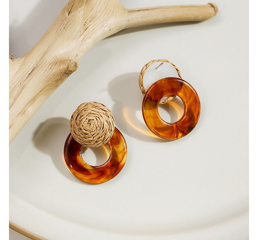 Resin Round Woven Earring