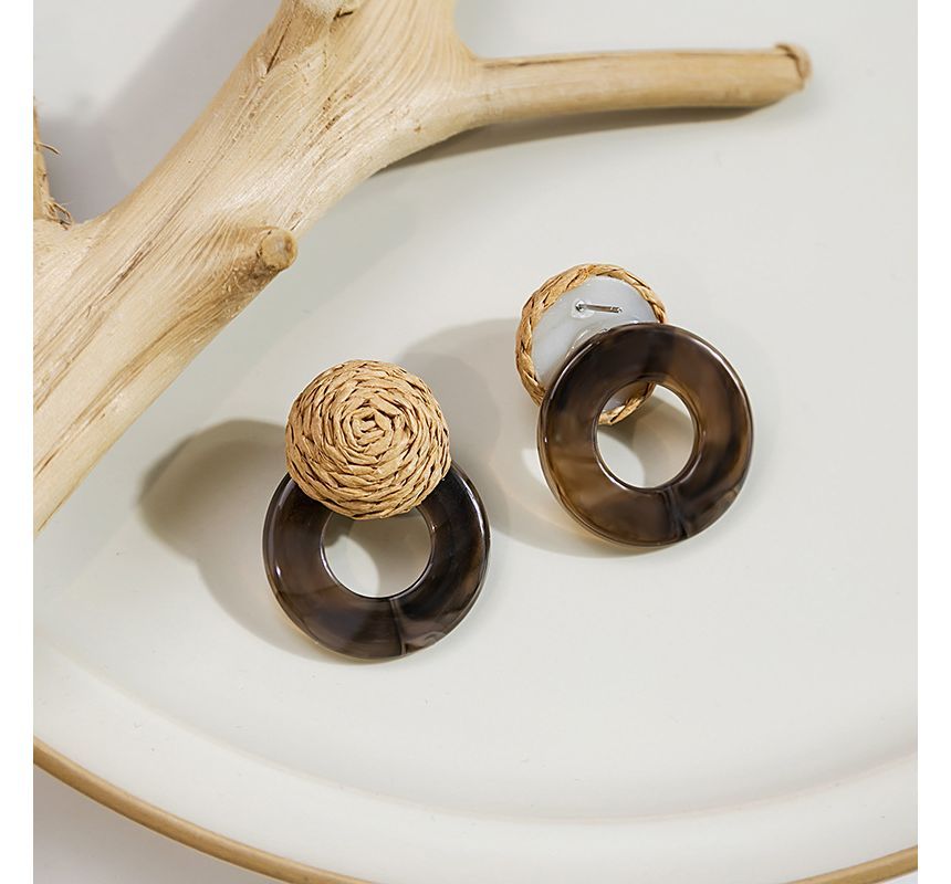 Resin Round Woven Earring