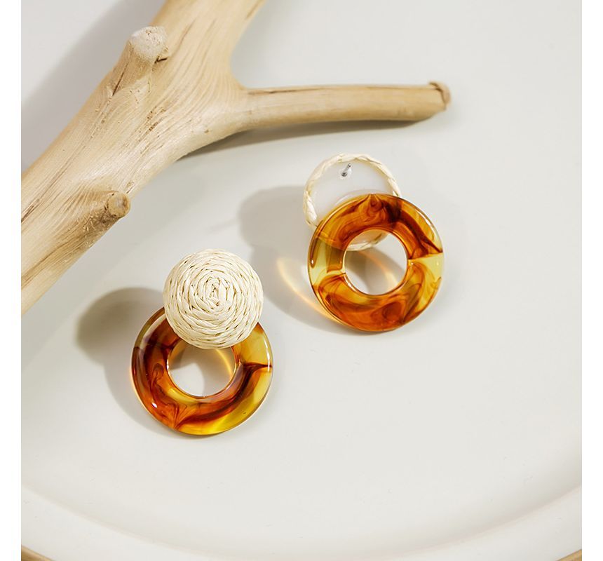 Resin Round Woven Earring