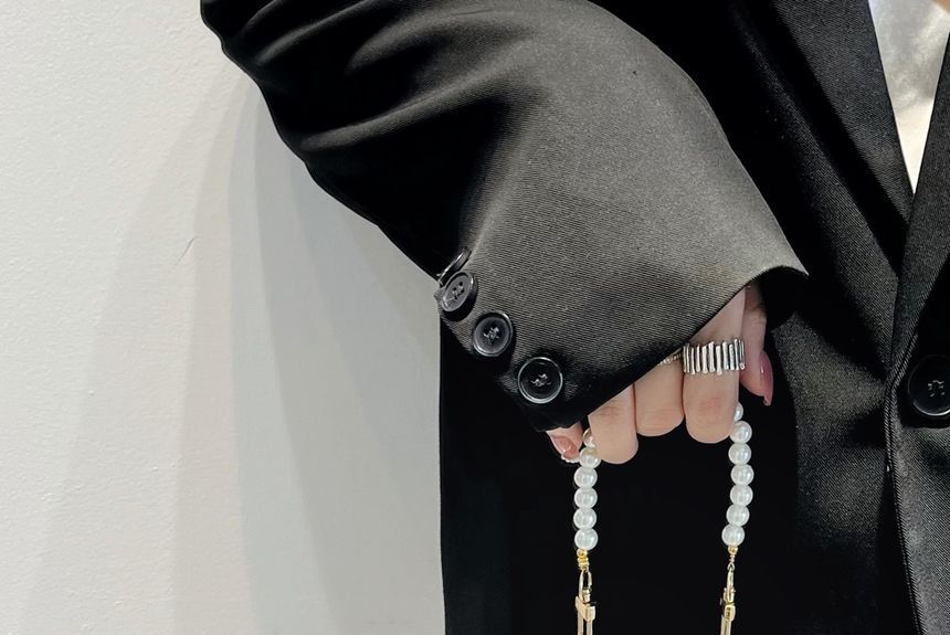 Case Charm Pearl Strap Elephant Leather Phone Faux