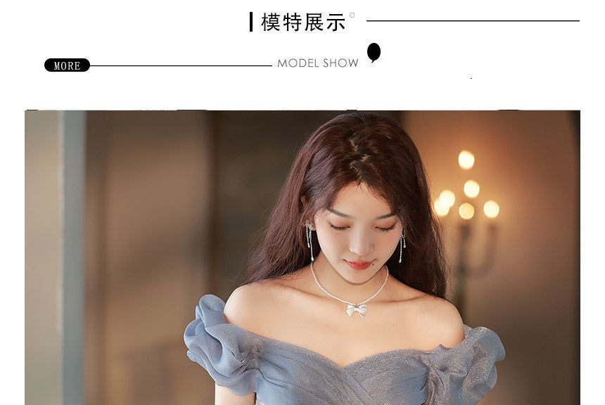 Evening Off Trained Gown A-Line Shoulder Mesh