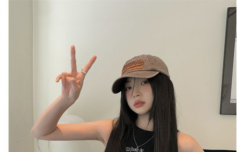 Crew Letter Crop Tank Neck Embroidered Top