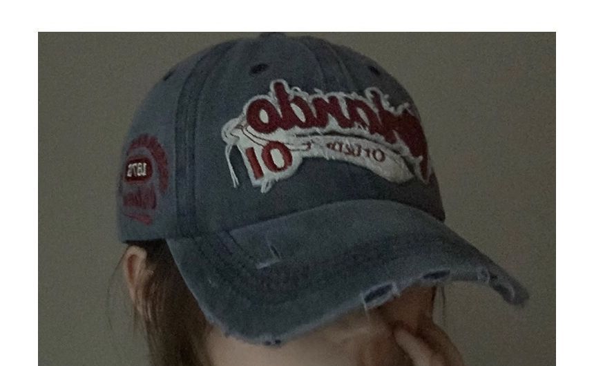 Lettering Distressed Embroidered Baseball Cap