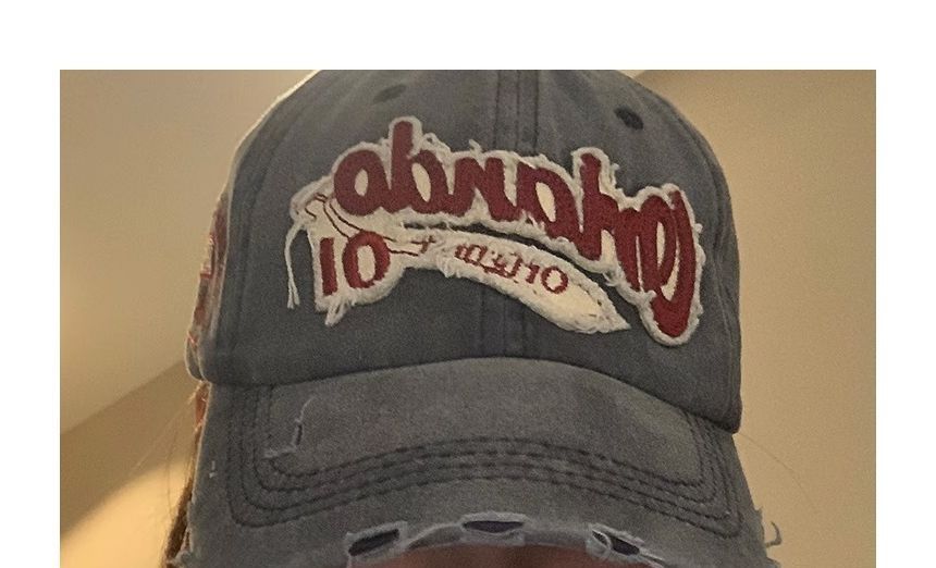 Lettering Distressed Embroidered Baseball Cap