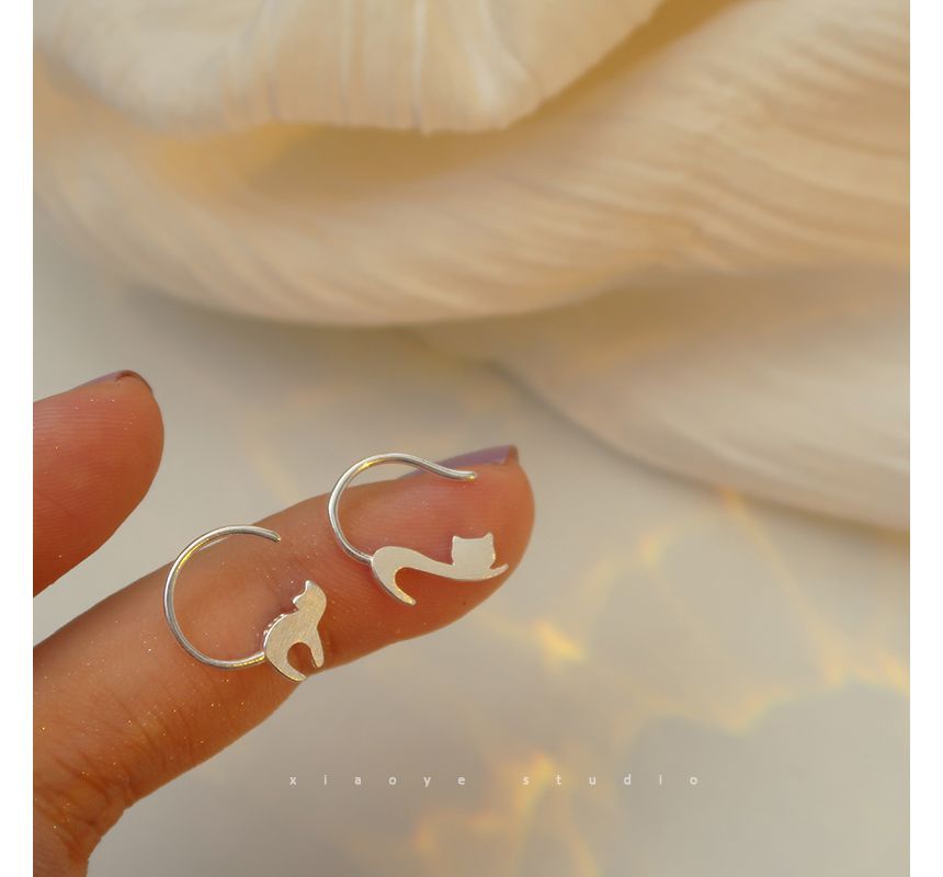 Silver Sterling Cat Earring
