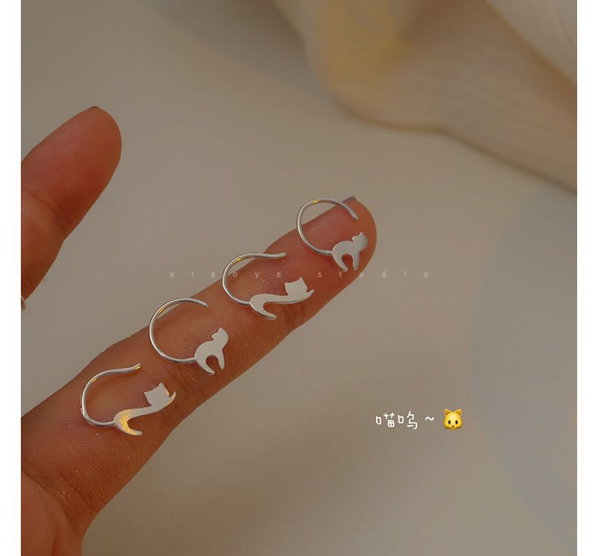 Silver Sterling Cat Earring