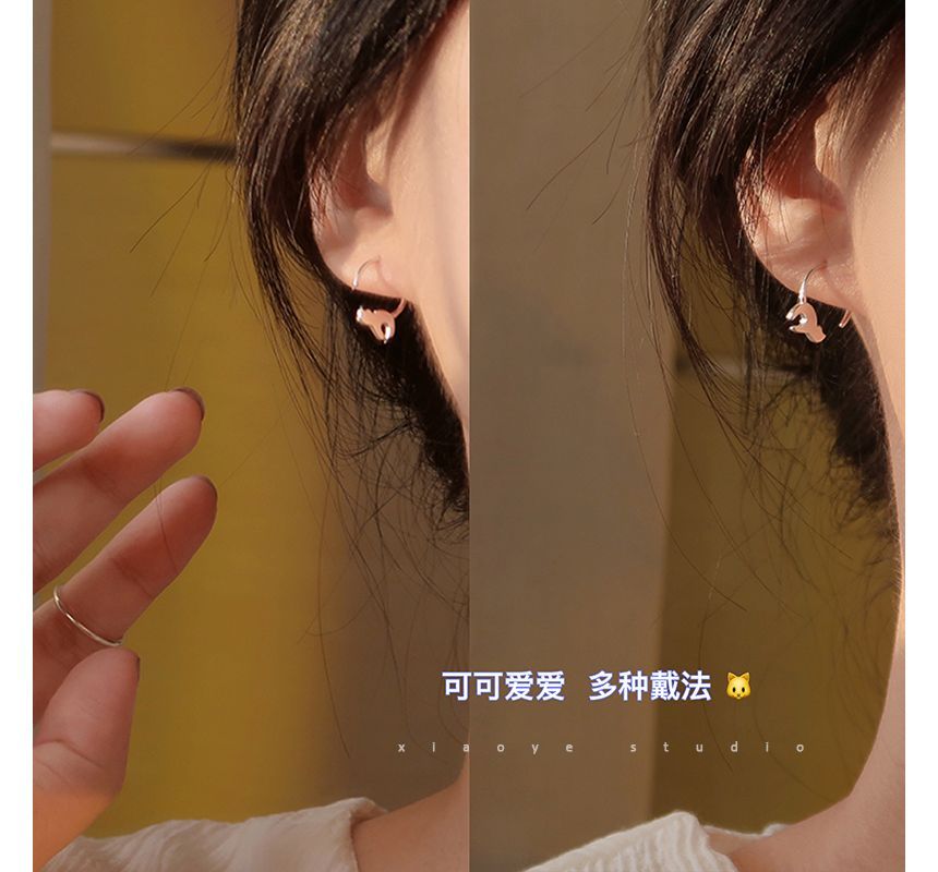 Silver Sterling Cat Earring