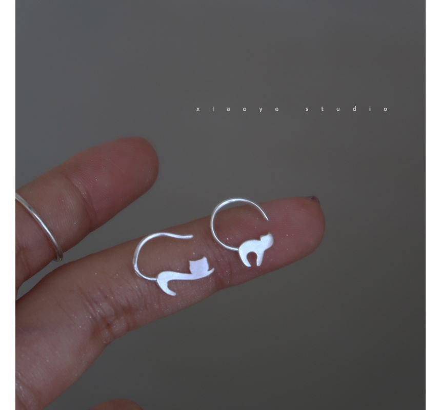 Silver Sterling Cat Earring
