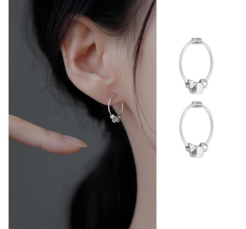 Silver Hoop Bead Earring Sterling