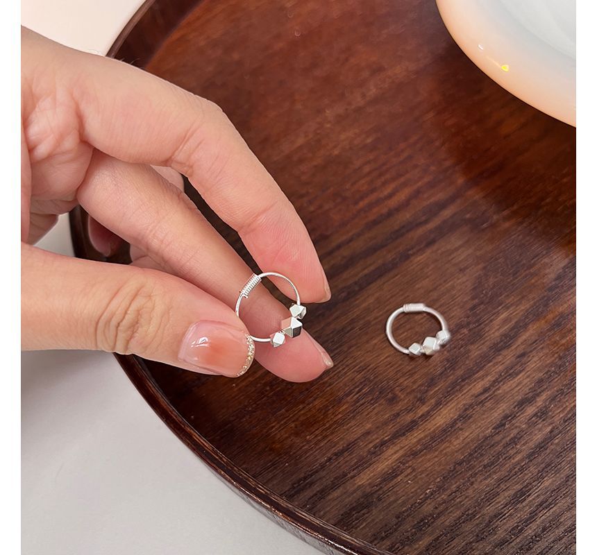 Silver Hoop Bead Earring Sterling