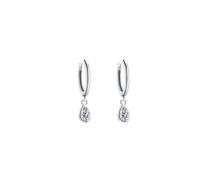 Droplet Sterling Silver Rhinestone Dangle Earring