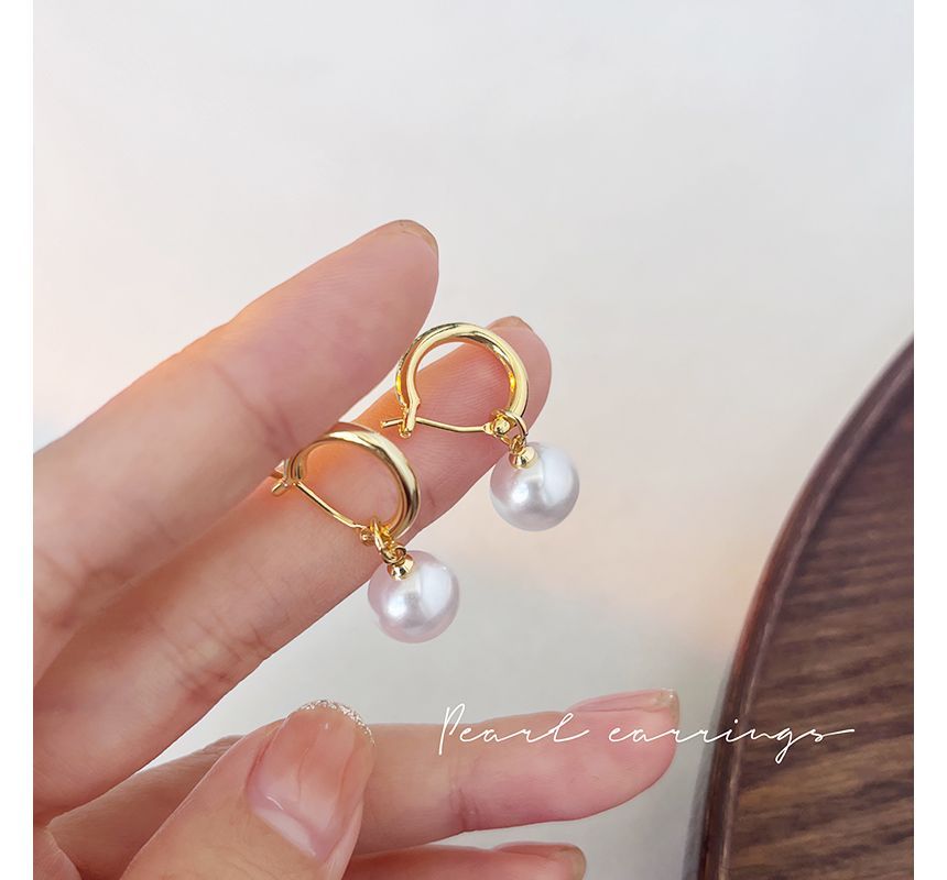 Dangle Sterling Faux Pearl Earring Silver