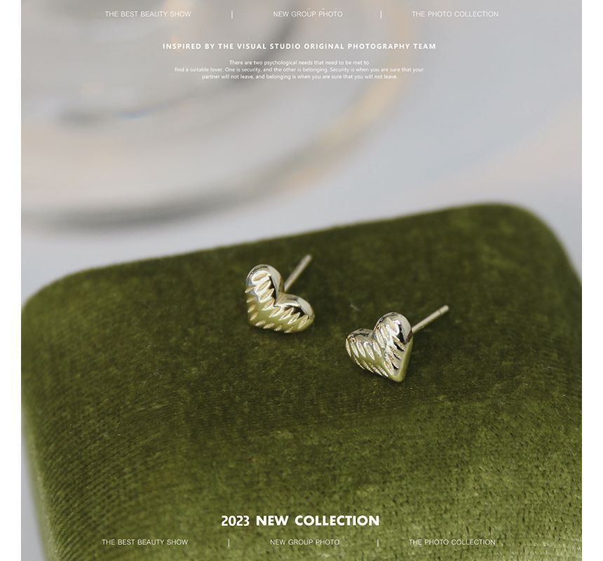 Silver Sterling Textured Earring Heart