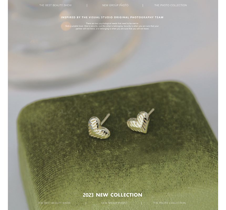 Silver Sterling Textured Earring Heart