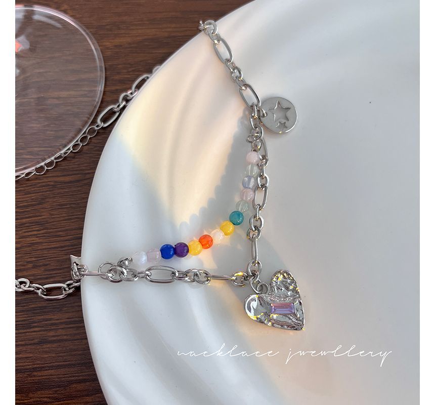 Pendant Sterling Choker Bead Silver Heart