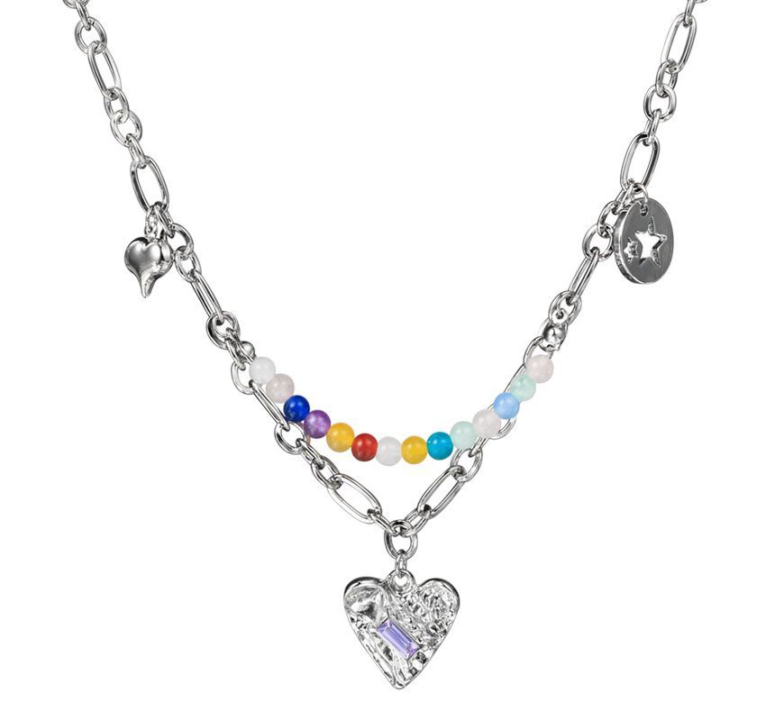 Pendant Sterling Choker Bead Silver Heart