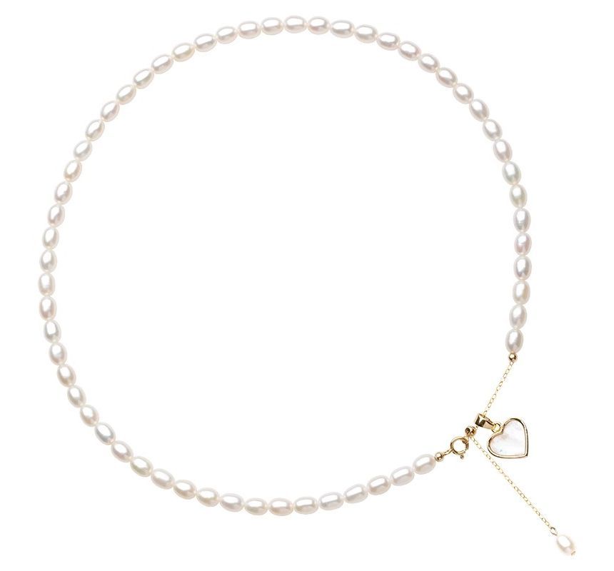 Pearl Shell Pendant Choker Heart Faux