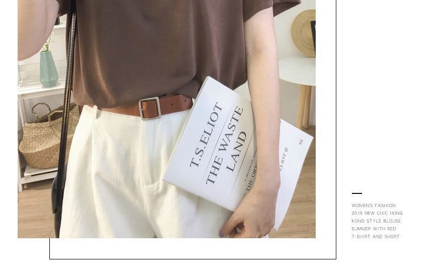 T-Shirt Plain V-Neck Short-Sleeve