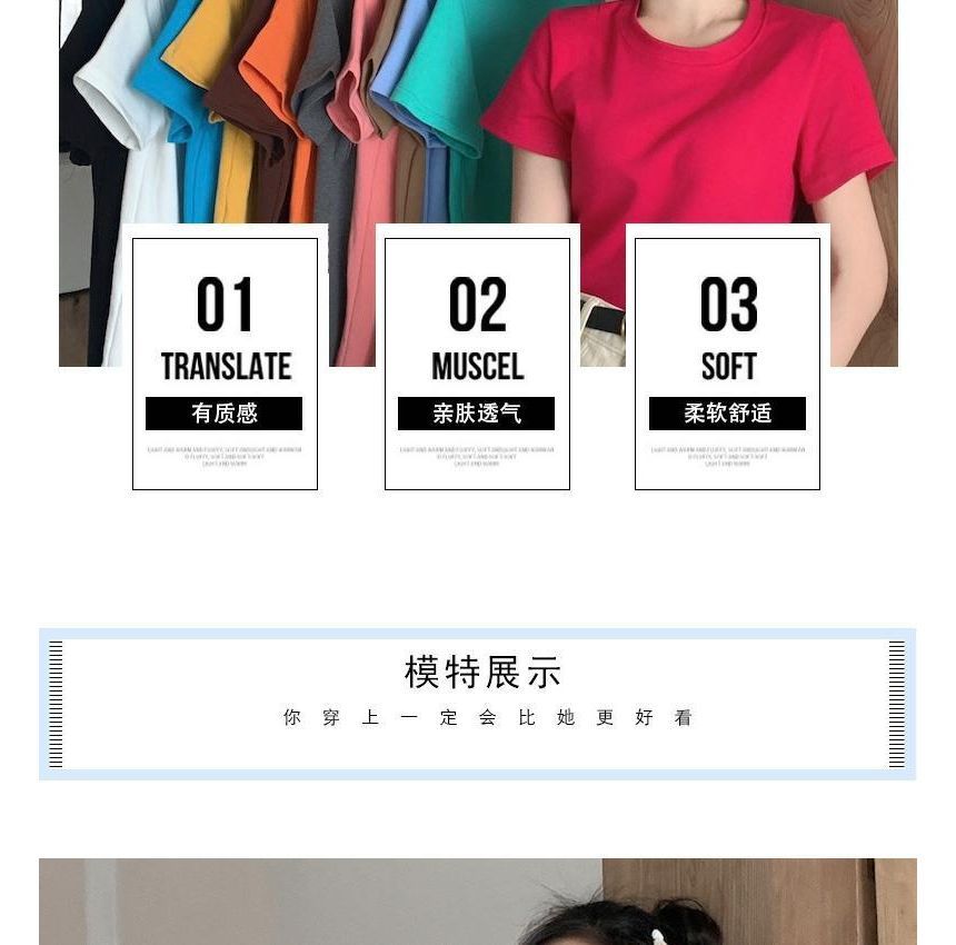 Plain Neck Short-Sleeve Tee Round