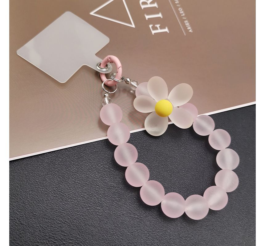 Floral Bead Phone Strap with Lanyard Pad