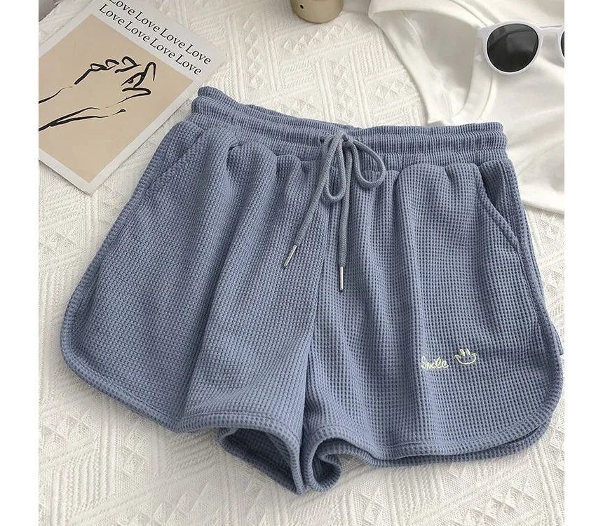 Embroidered Shorts Waist High Letter