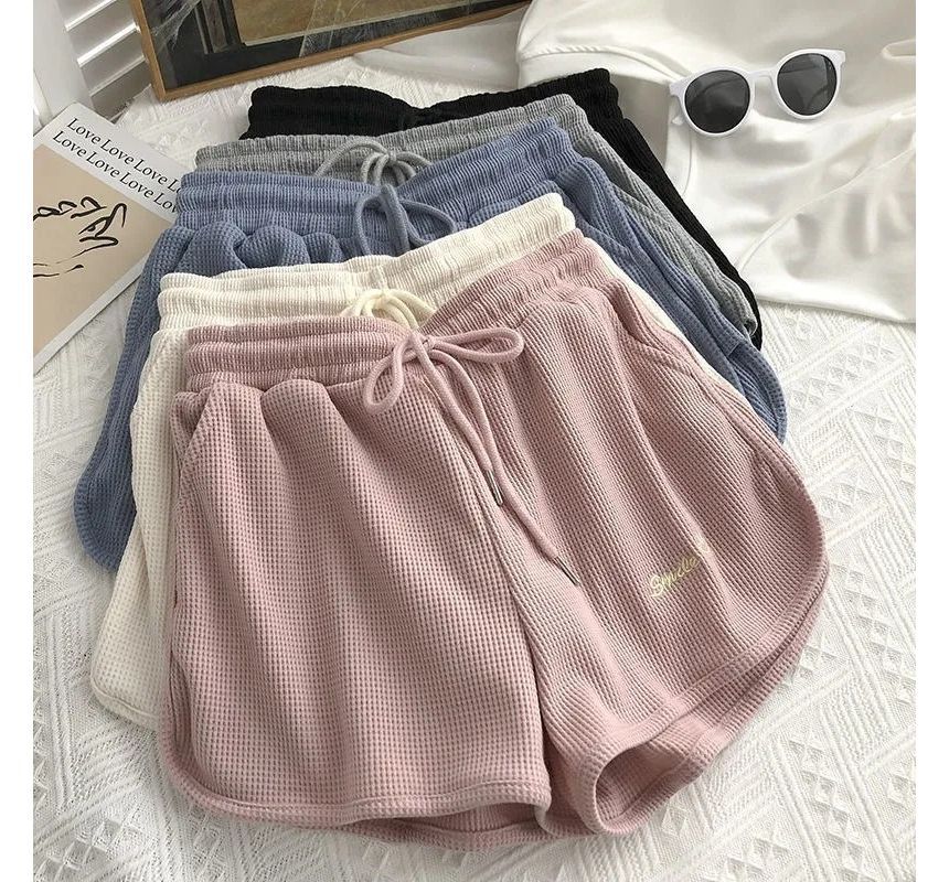 Embroidered Shorts Waist High Letter