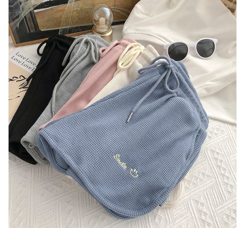 Embroidered Shorts Waist High Letter