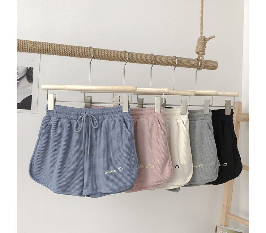 Embroidered Shorts Waist High Letter