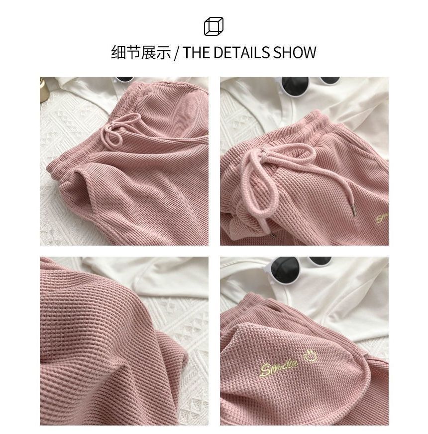 Embroidered Shorts Waist High Letter