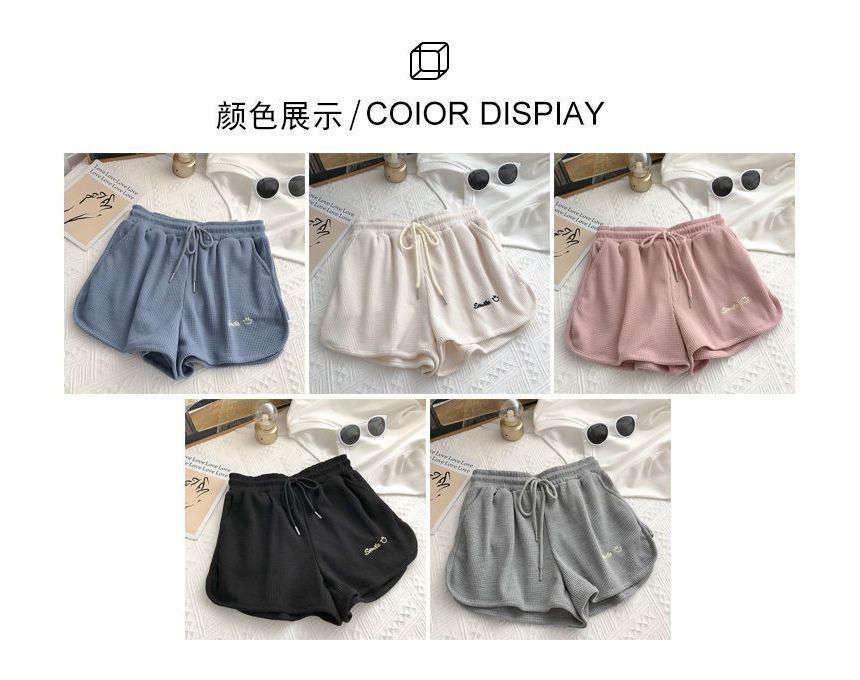 Embroidered Shorts Waist High Letter