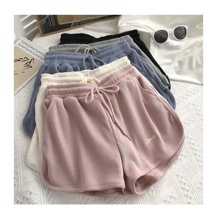 Embroidered Shorts Waist High Letter