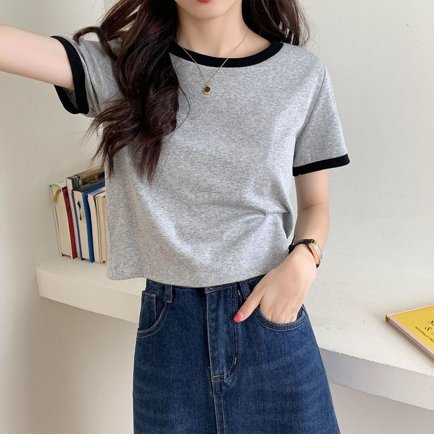 Ringer T-Shirt Round Neck Short-Sleeve