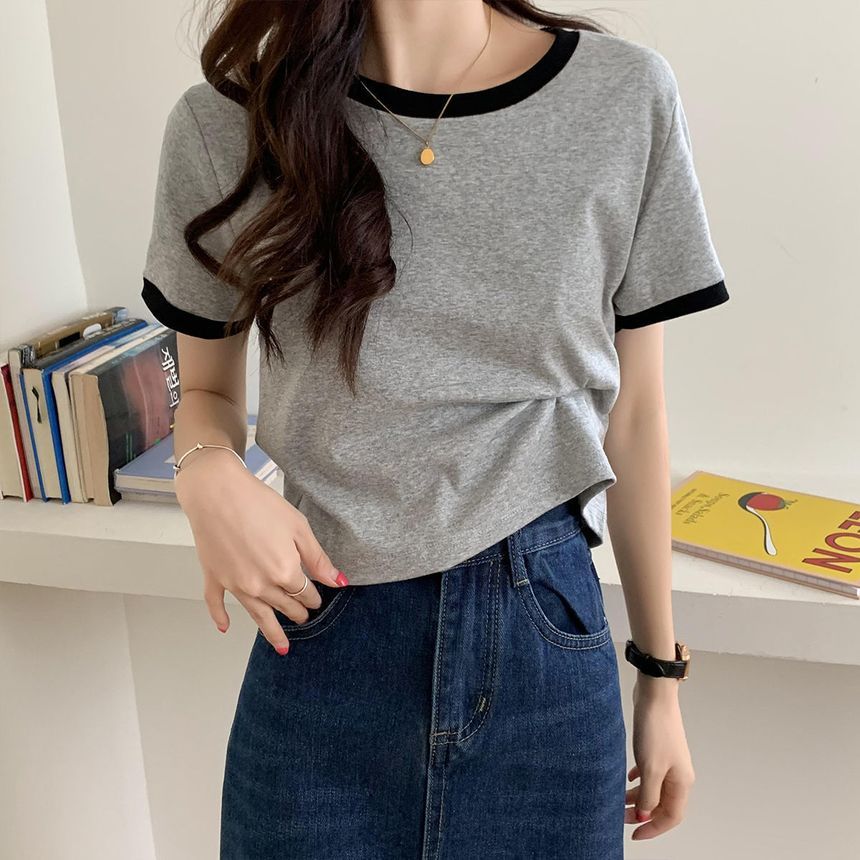 Ringer T-Shirt Round Neck Short-Sleeve