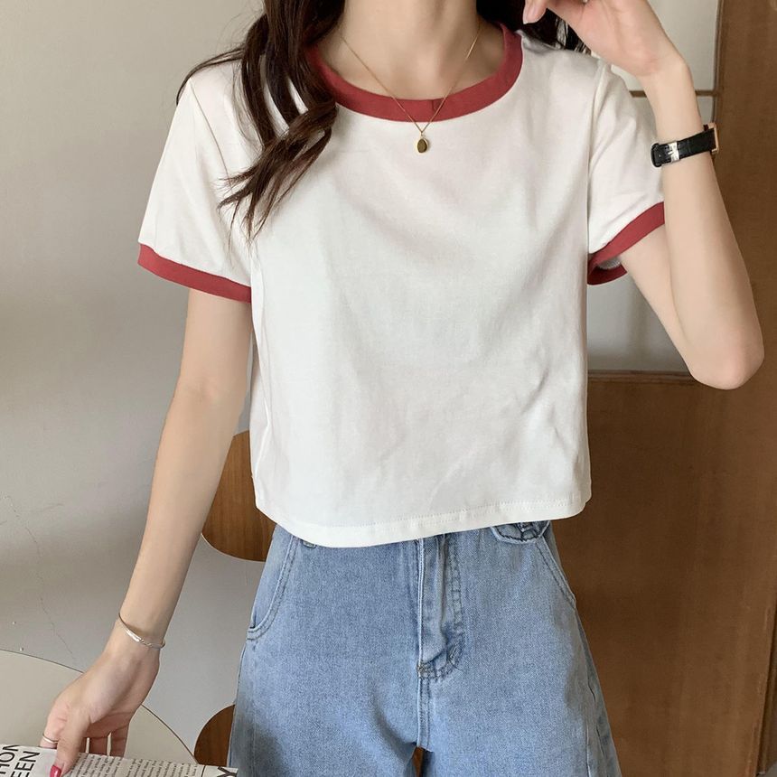 Ringer T-Shirt Round Neck Short-Sleeve