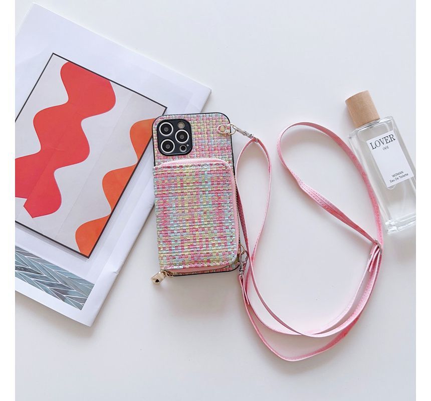 Fabric Plaid Phone Card Case Holder