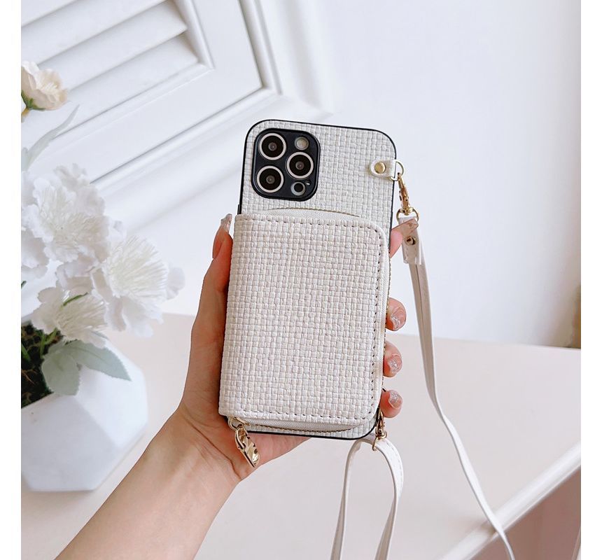 Fabric Plaid Phone Card Case Holder