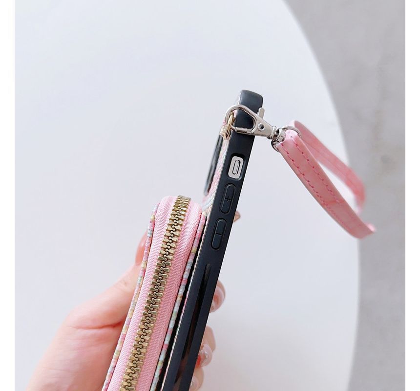 Fabric Plaid Phone Card Case Holder