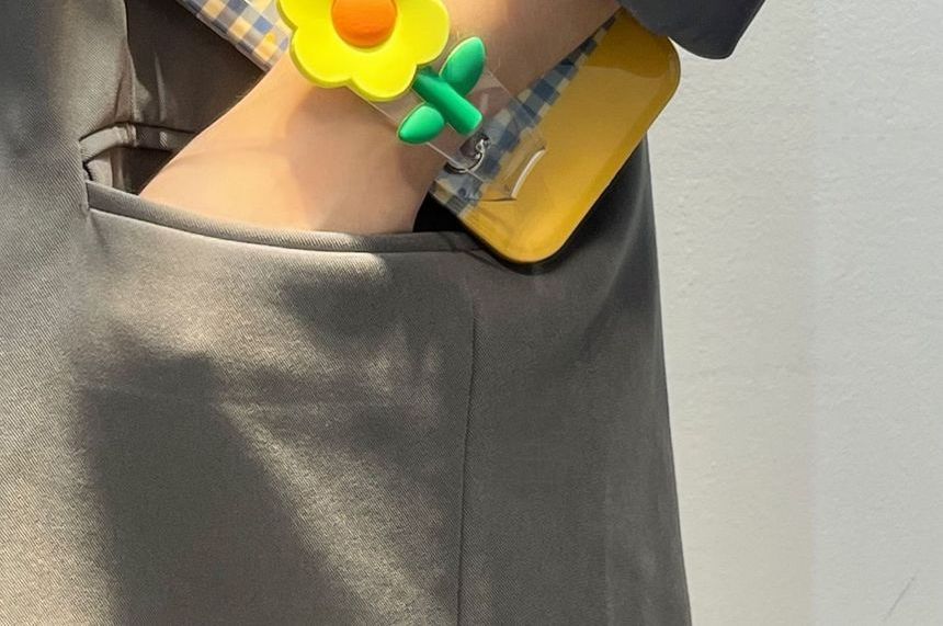 Phone Case Flower Plaid Wristband