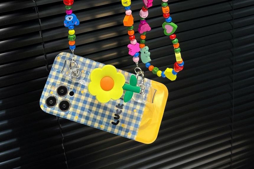 Phone Case Flower Plaid Wristband
