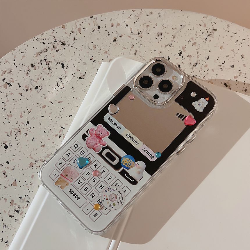 Mirrored Phone Print Vintage Case Cellphone