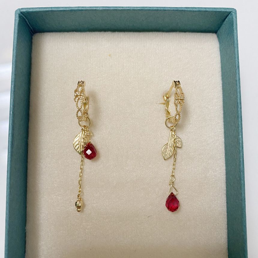 designs) Earring (various Asymmetrical Leaf Drop Alloy Agate