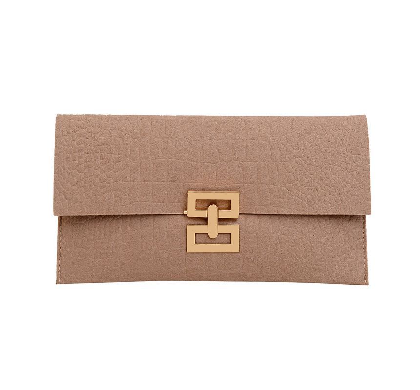 Flap Crocodile Grain Clutch