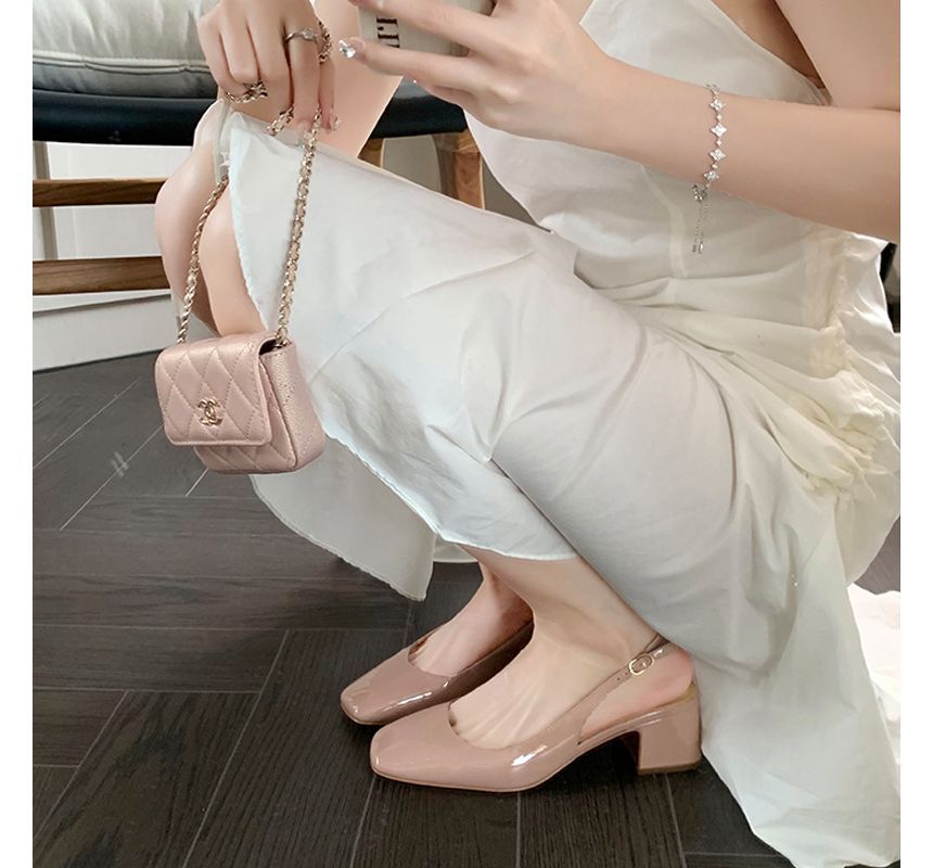 Block Heel Slingback Sandals